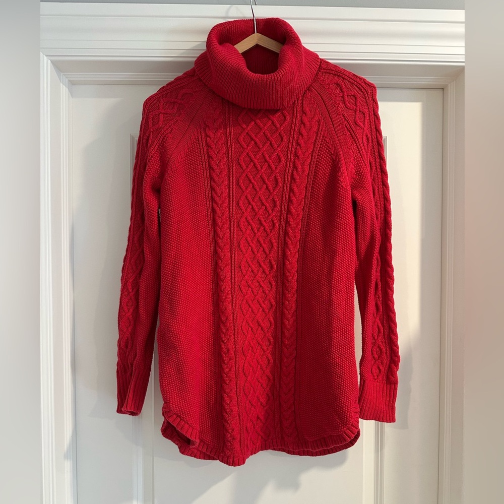 GAP Cotton Red Cable Knit Sweater